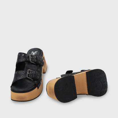 Sandalia Plataforma Negro Mujer 35266