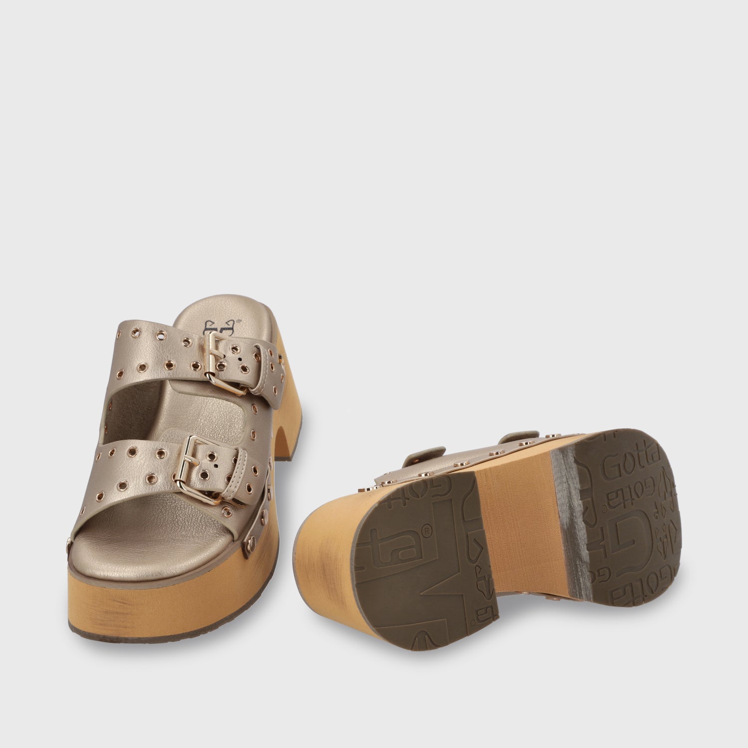 Sandalia Plataforma Oro Mujer 35266