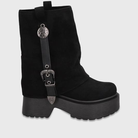 Botín Plataforma Negro Mujer 35807