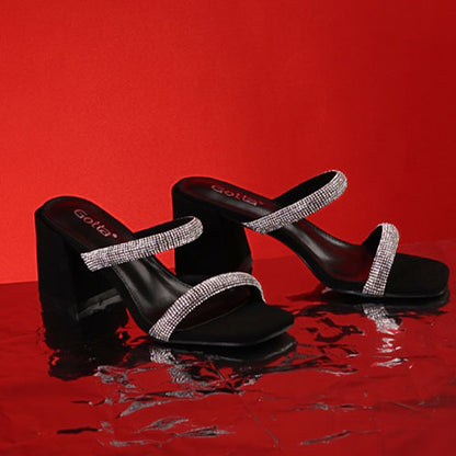 Sandalia Taco Negra Mujer 36124