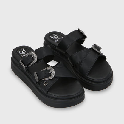 Sandalia Plataforma Negro Mujer 43015