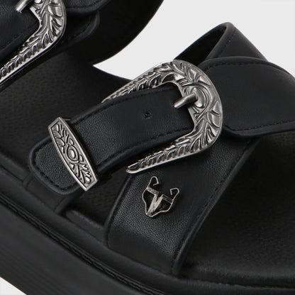 Sandalia Plataforma Negro Mujer 43015