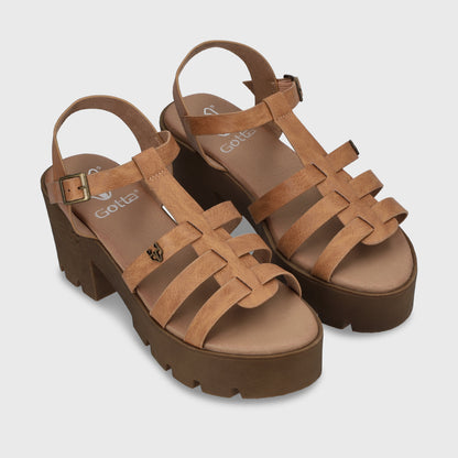 Sandalia Plataforma Beige Mujer 43023