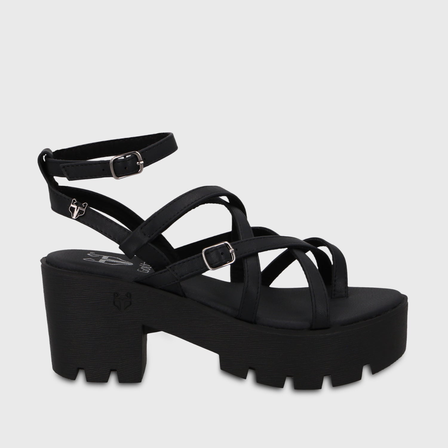 Sandalia Plataforma Negra Mujer 43024
