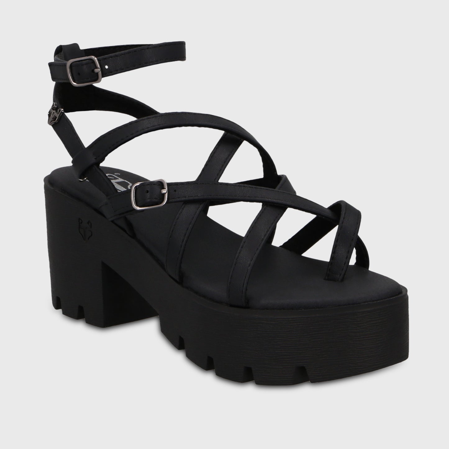 Sandalia Plataforma Negra Mujer 43024