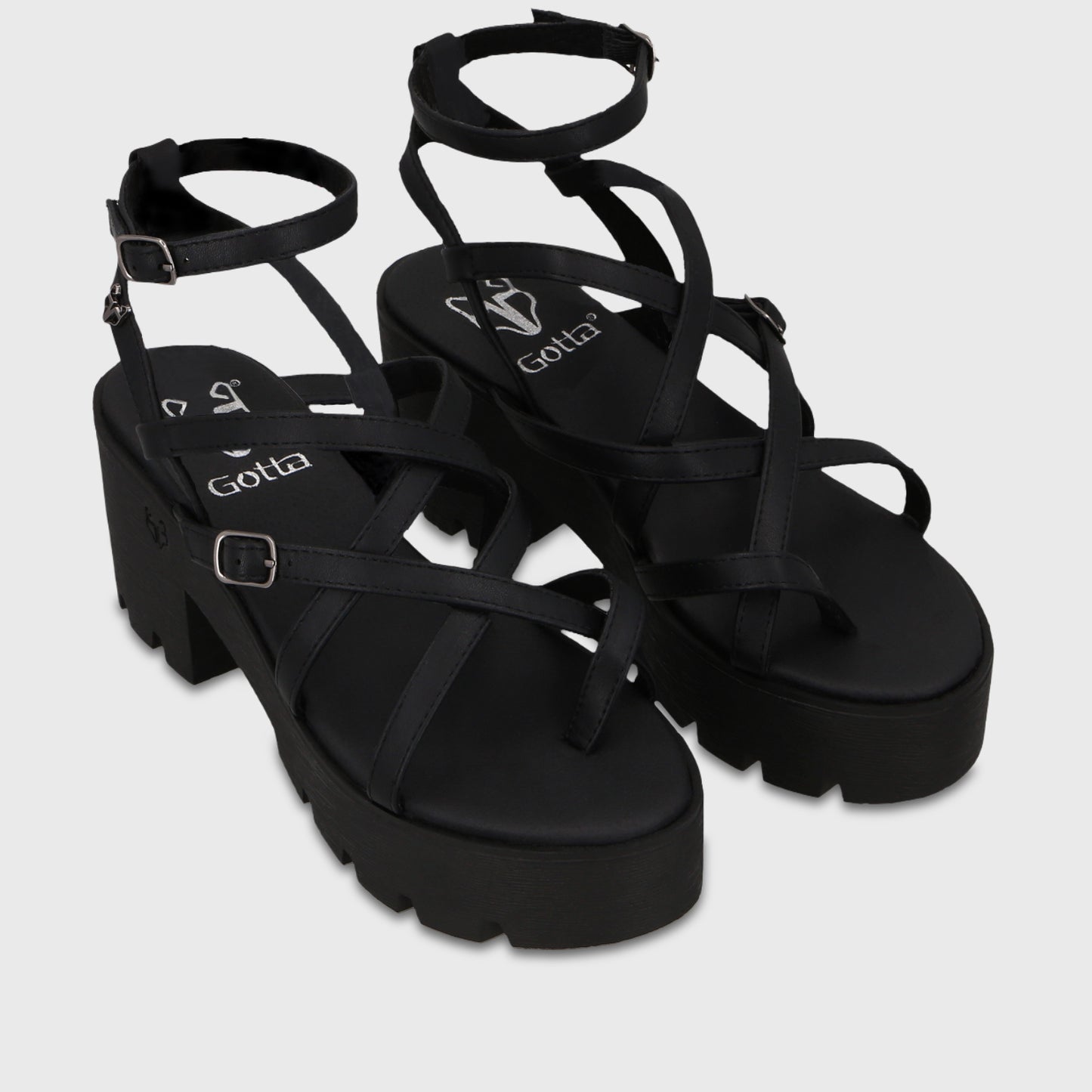 Sandalia Plataforma Negra Mujer 43024