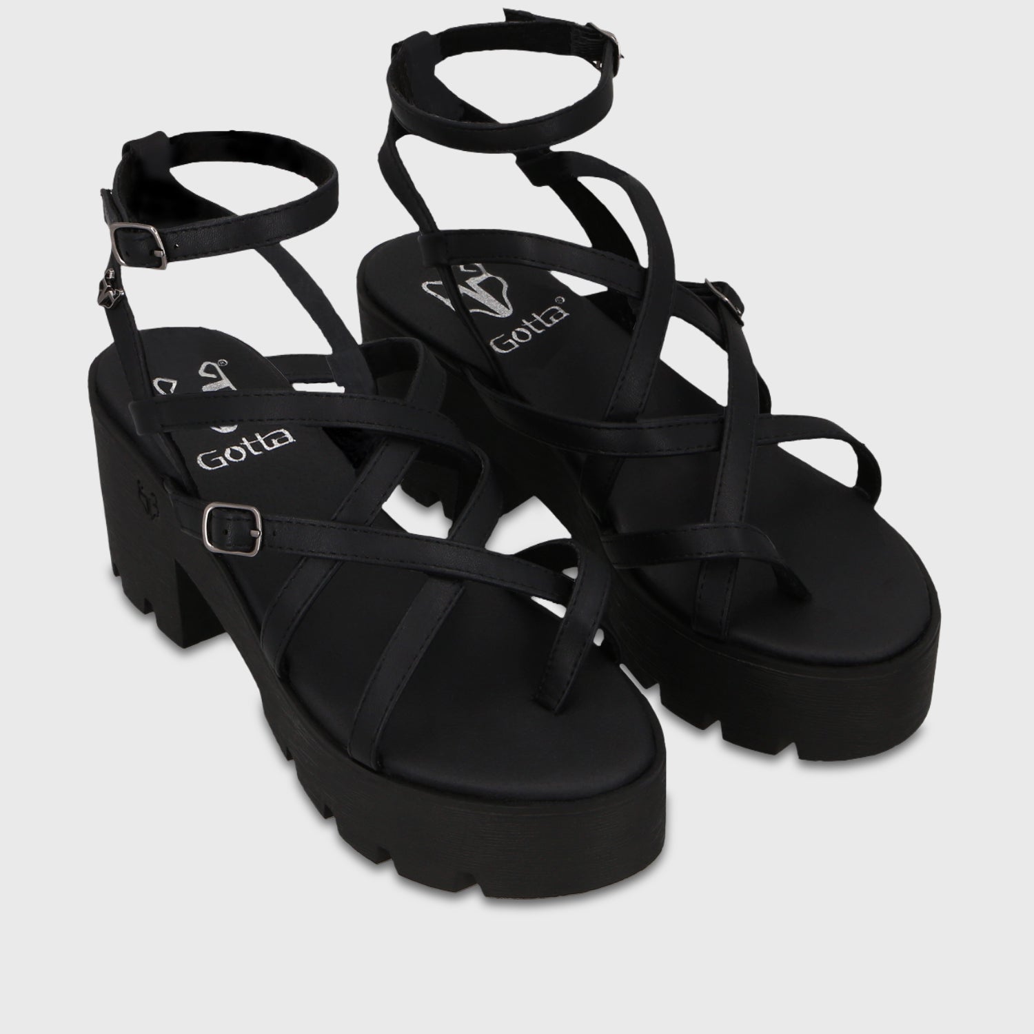 Sandalia Plataforma Negra Mujer 43024