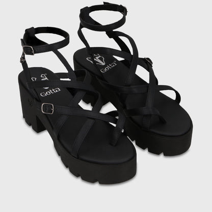 Sandalia Plataforma Negra Mujer 43024