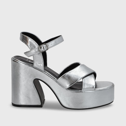 Sandalia Plataforma Plateado Mujer 45701