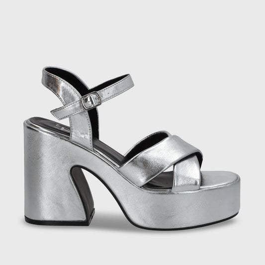Sandalia Plataforma Plateado Mujer 45701