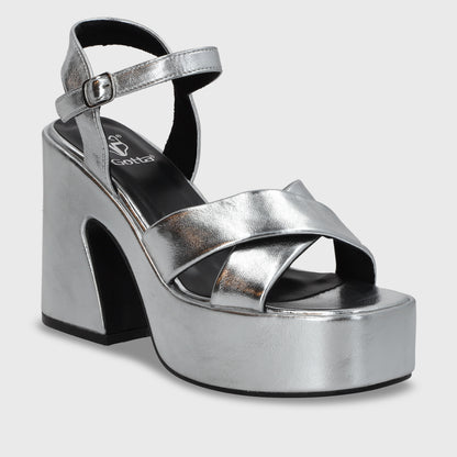 Sandalia Plataforma Plateado Mujer 45701