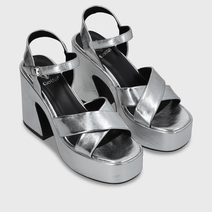 Sandalia Plataforma Plateado Mujer 45701