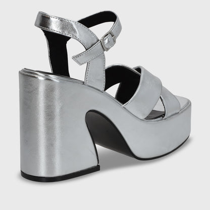 Sandalia Plataforma Plateado Mujer 45701