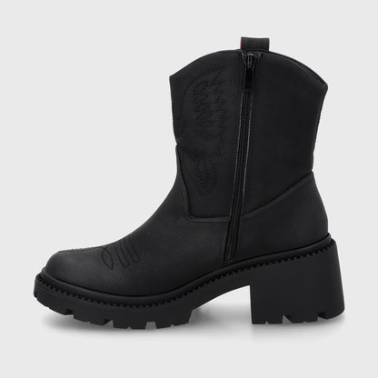 Botin Taco Negro Mujer 45745