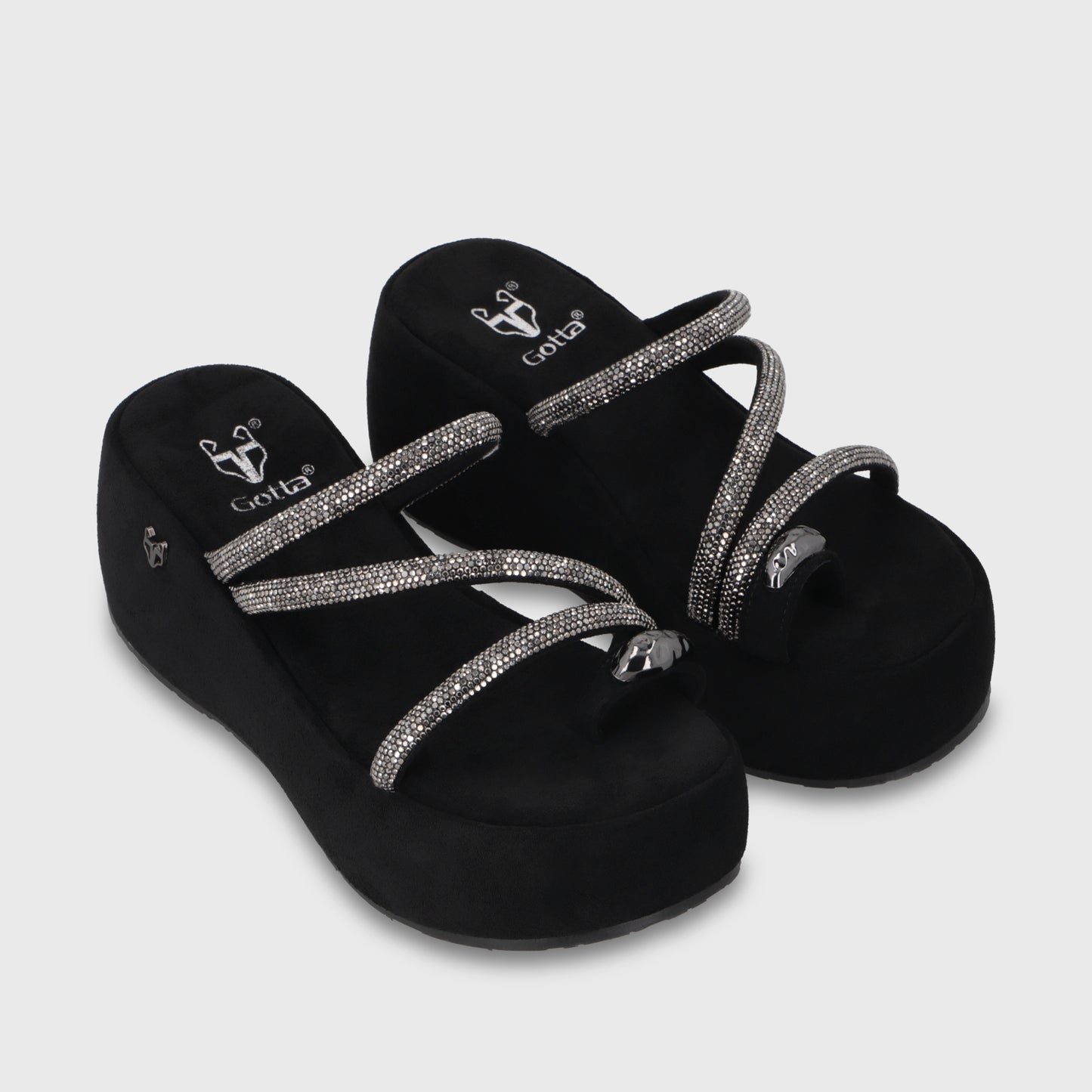 Sandalia Plataforma Negra Mujer 45826