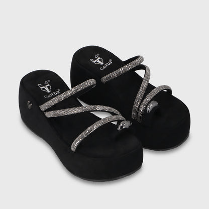 Sandalia Plataforma Negra Mujer 45826