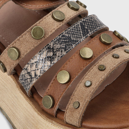 Sandalia Plataforma Beige Mujer 45841