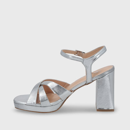 Sandalia Taco Plateada  Mujer 45902