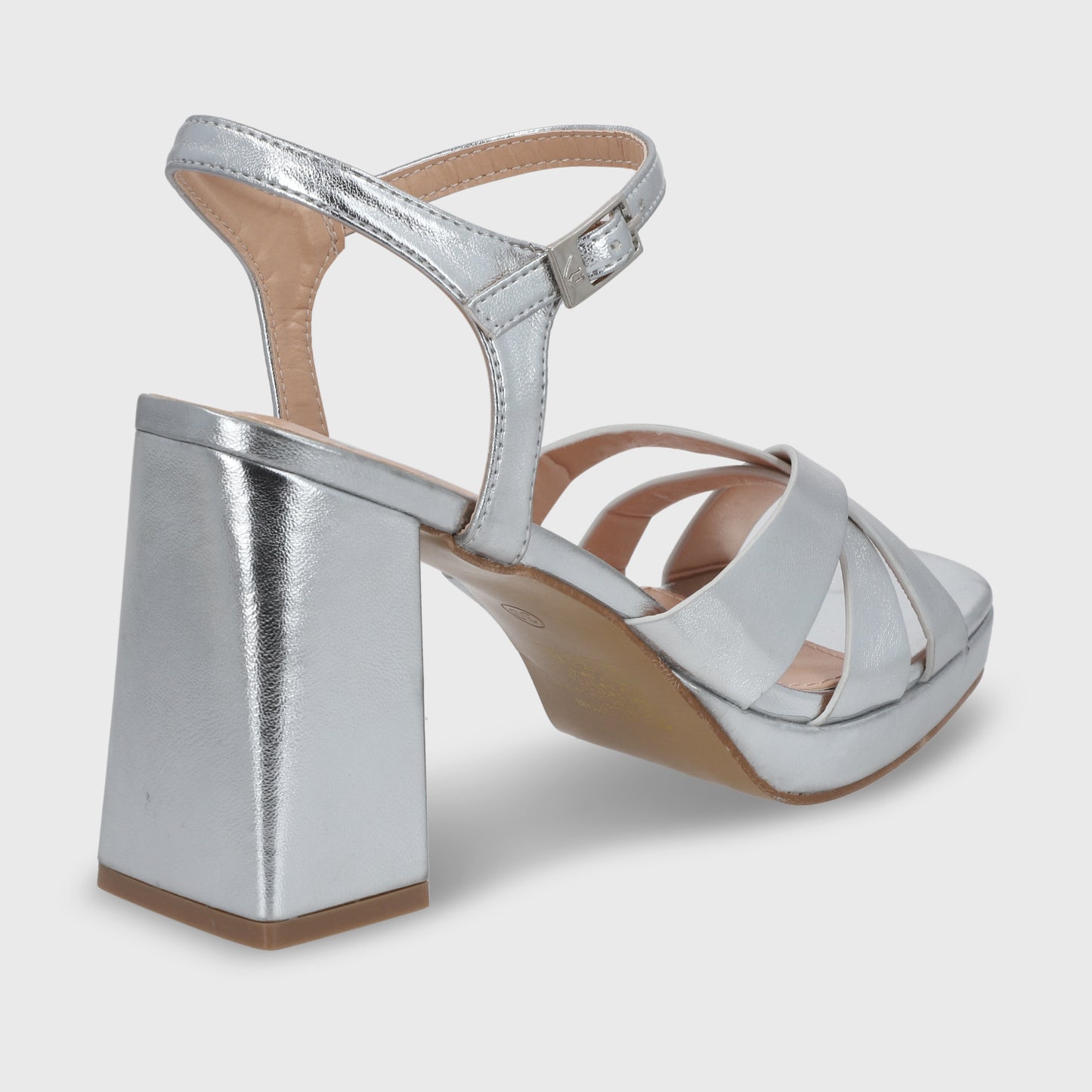 Sandalia Taco Plateada  Mujer 45902
