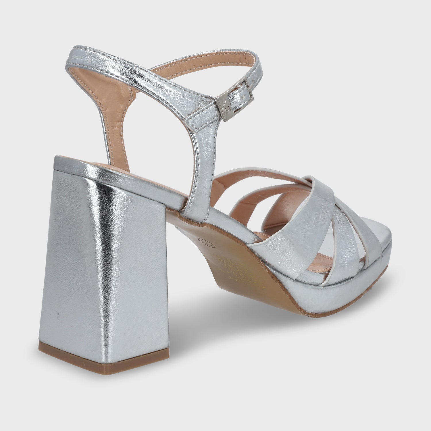 Sandalia Taco Plateada  Mujer 45902
