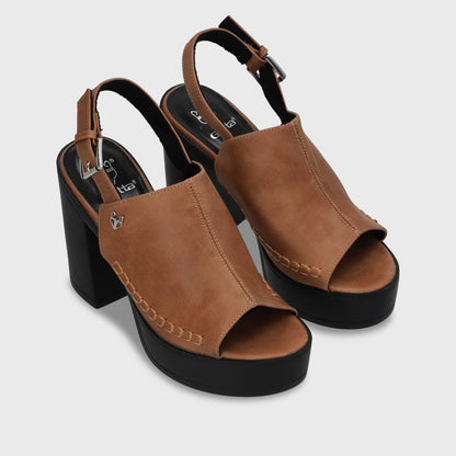 Sandalia Plataforma Beige Mujer 45962