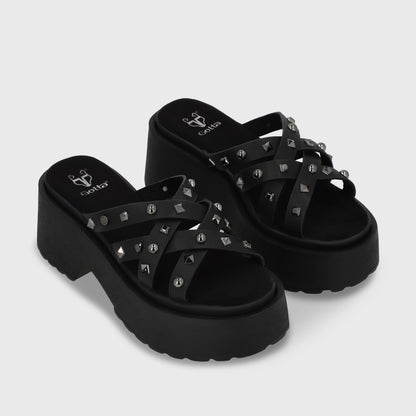 Sandalia Plataforma Negro Mujer 45984
