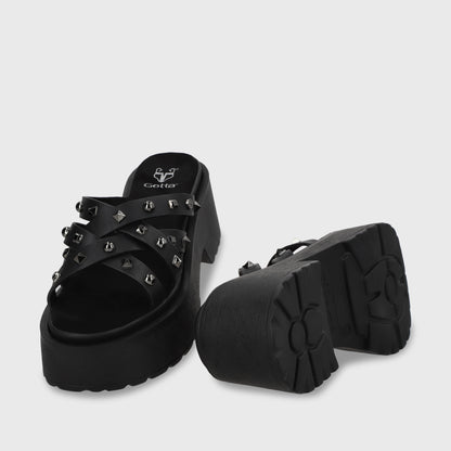 Sandalia Plataforma Negro Mujer 45984