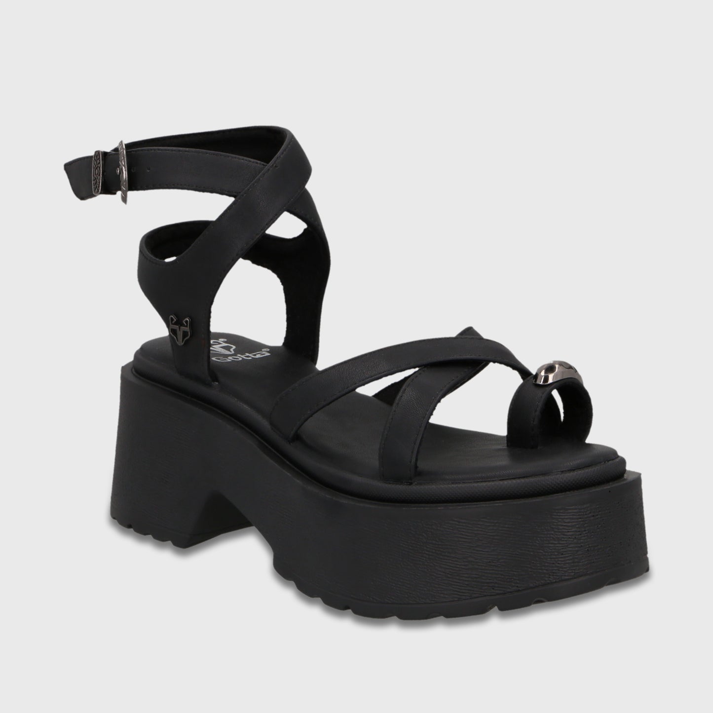 Sandalia Plataforma Negra Mujer 45986