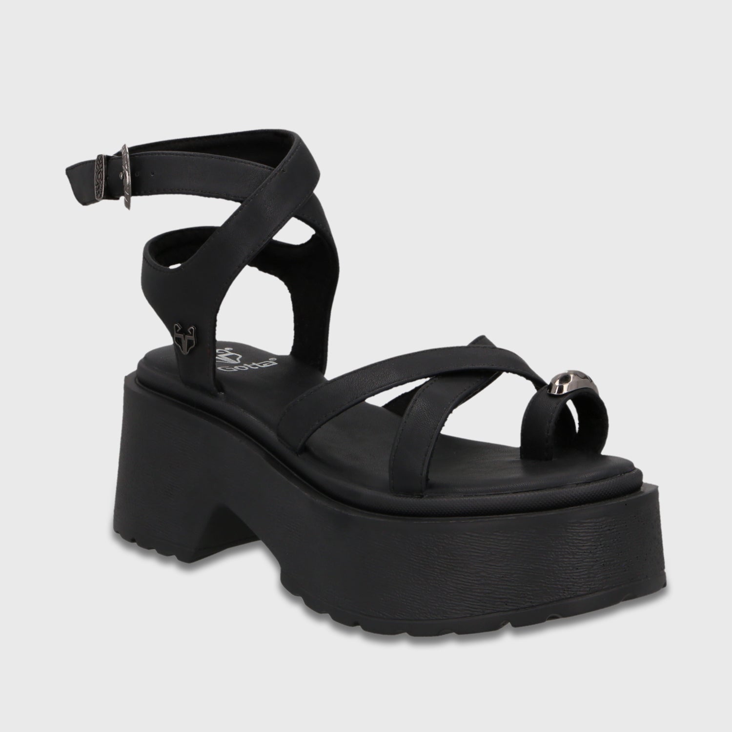 Sandalia Plataforma Negra Mujer 45986