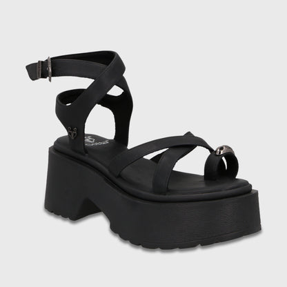 Sandalia Plataforma Negra Mujer 45986