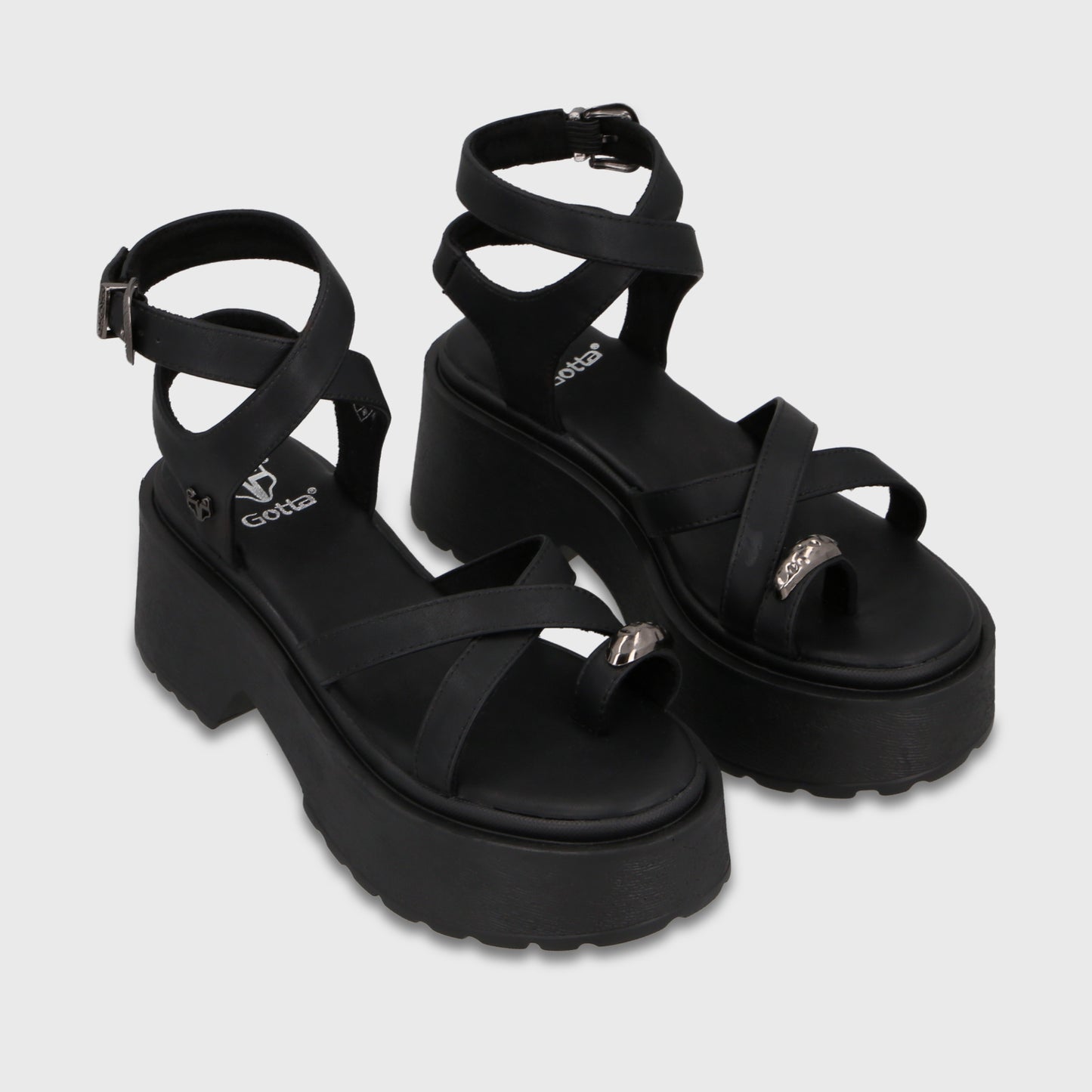 Sandalia Plataforma Negra Mujer 45986