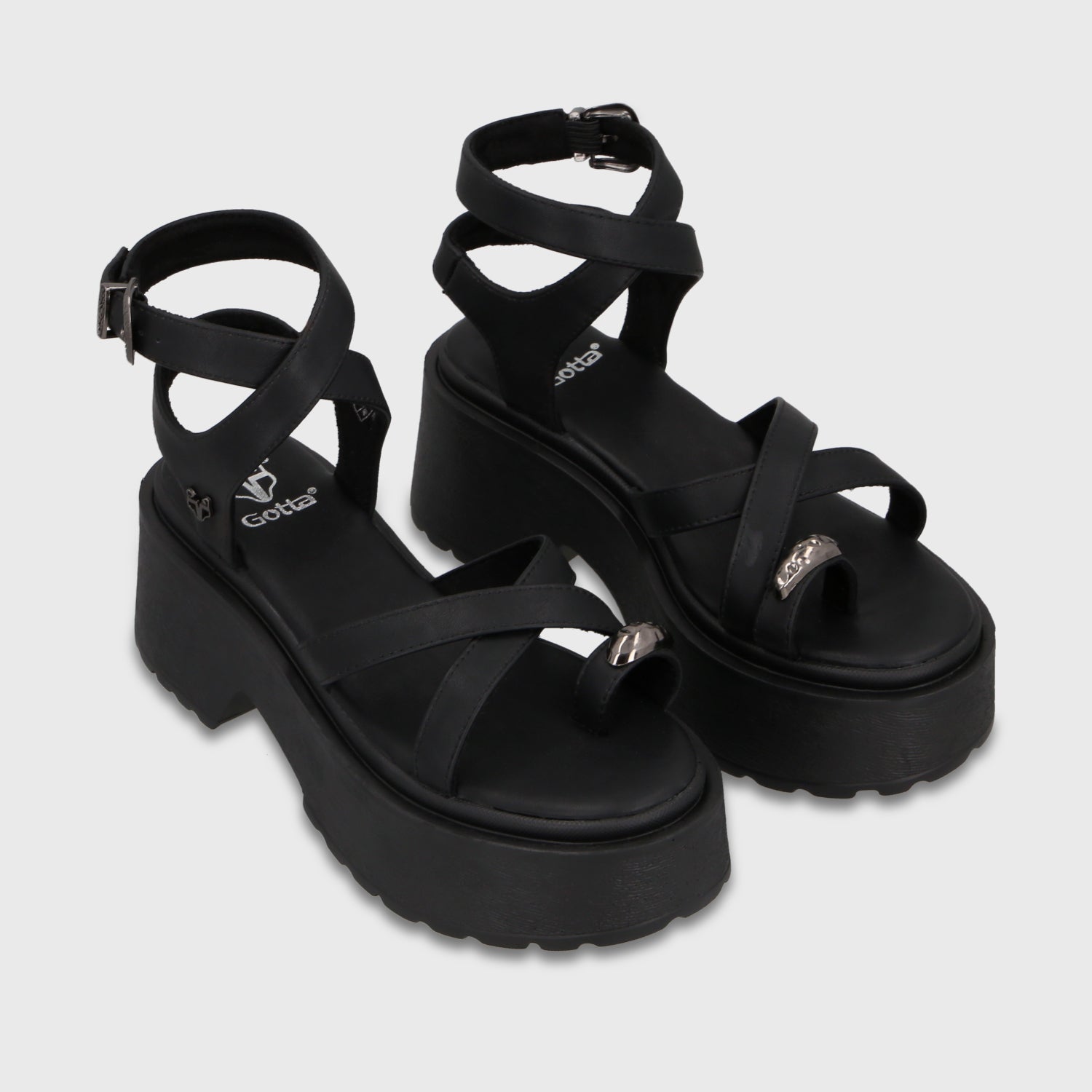 Sandalia Plataforma Negra Mujer 45986