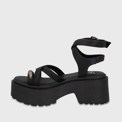 Sandalia Plataforma Negra Mujer 45986
