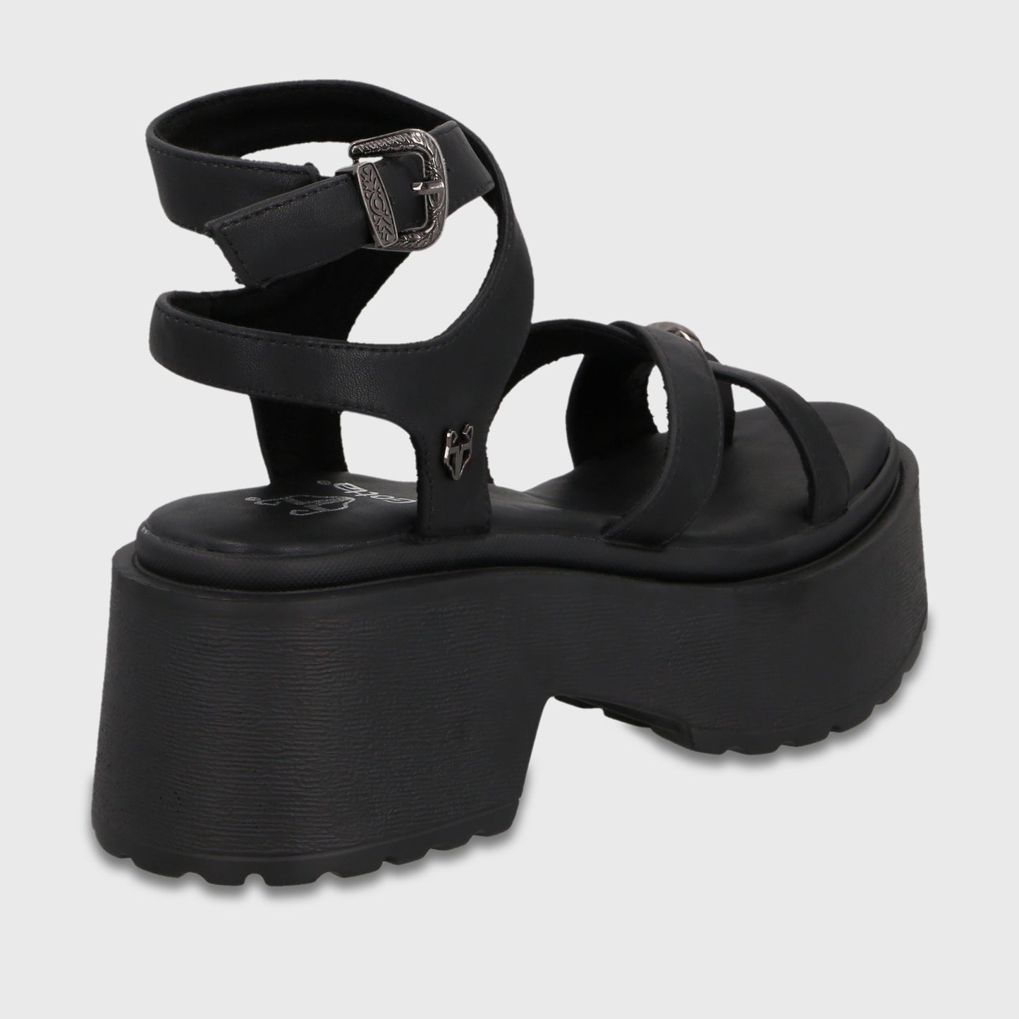 Sandalia Plataforma Negra Mujer 45986