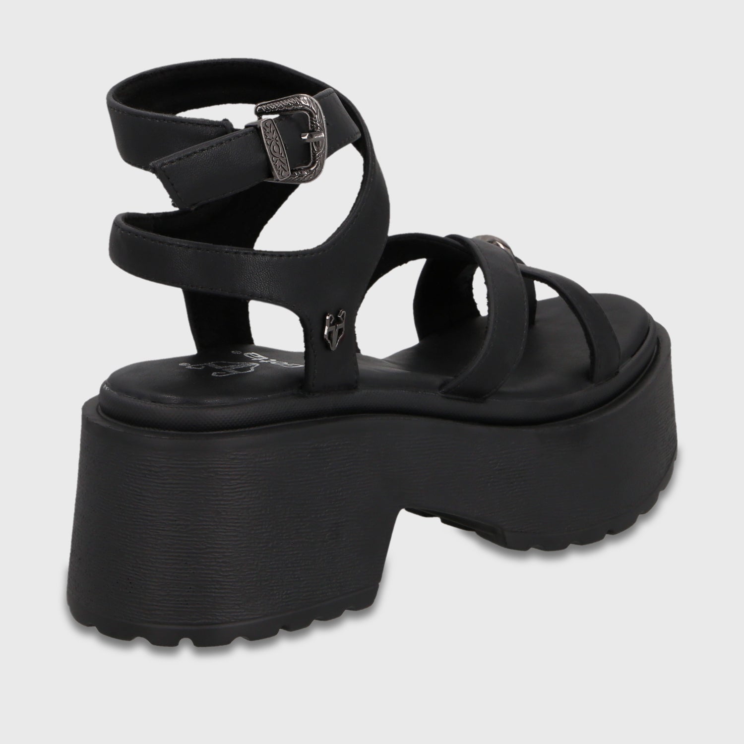 Sandalia Plataforma Negra Mujer 45986