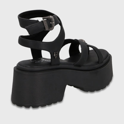 Sandalia Plataforma Negra Mujer 45986