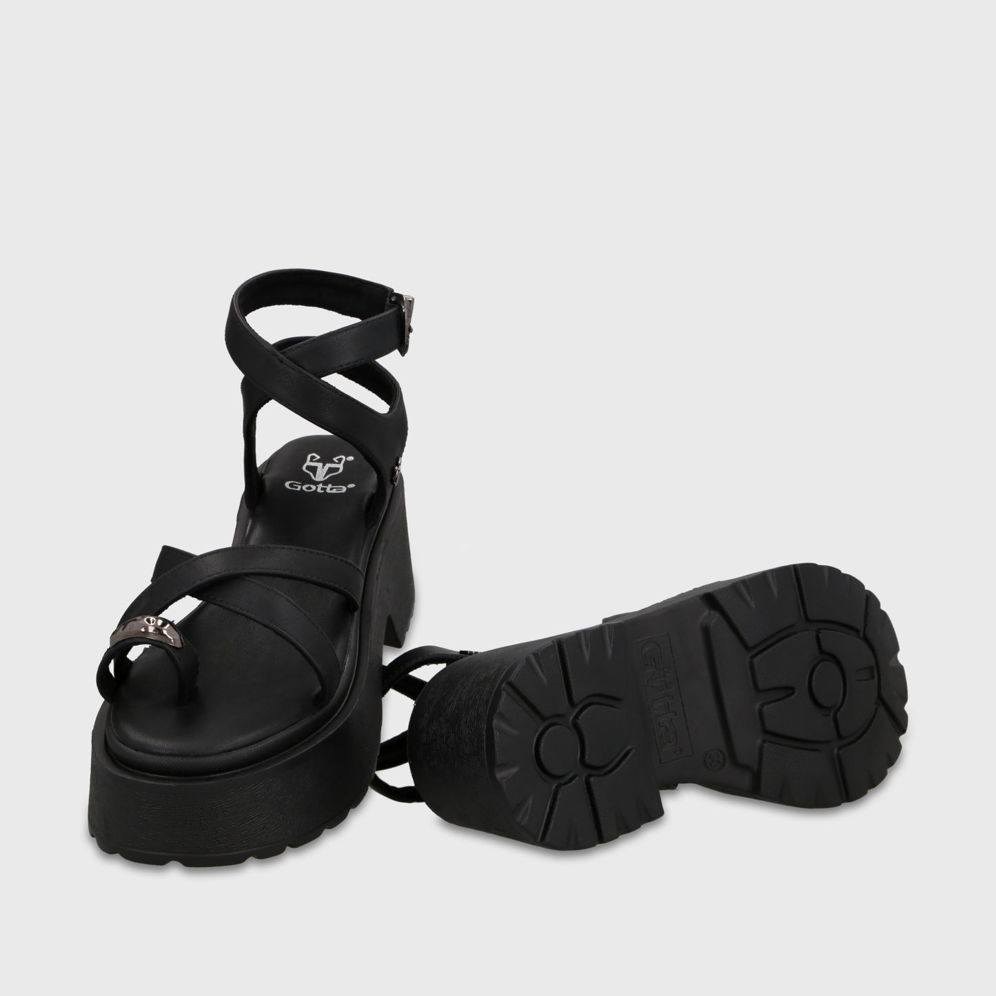 Sandalia Plataforma Negra Mujer 45986