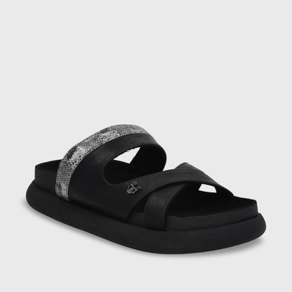 Sandalia Plana Negro Mujer 53700