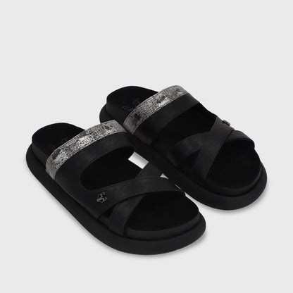 Sandalia Plana Negro Mujer 53700