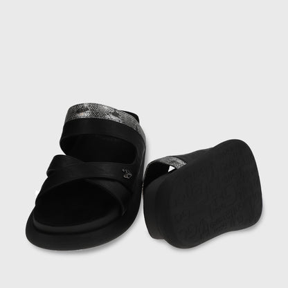 Sandalia Plana Negro Mujer 53700
