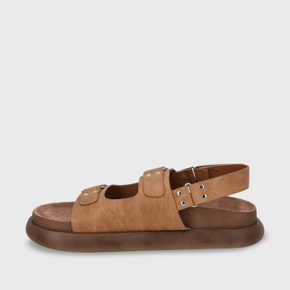 Sandalia Plana Beige Mujer 53701