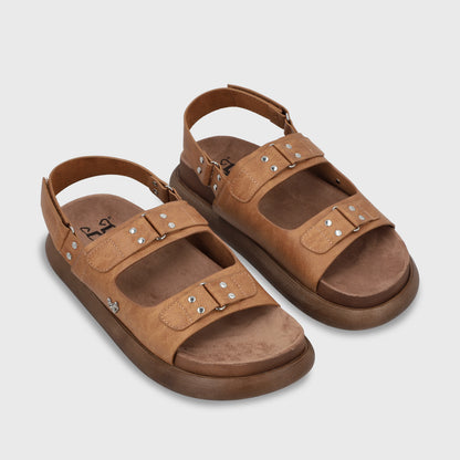 Sandalia Plana Beige Mujer 53701