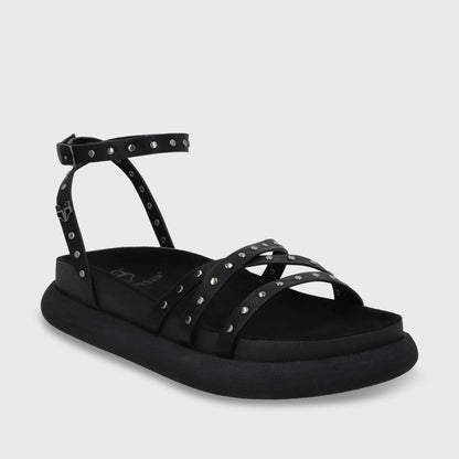 Sandalia Plana Negro Mujer 53703