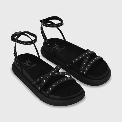 Sandalia Plana Negro Mujer 53703