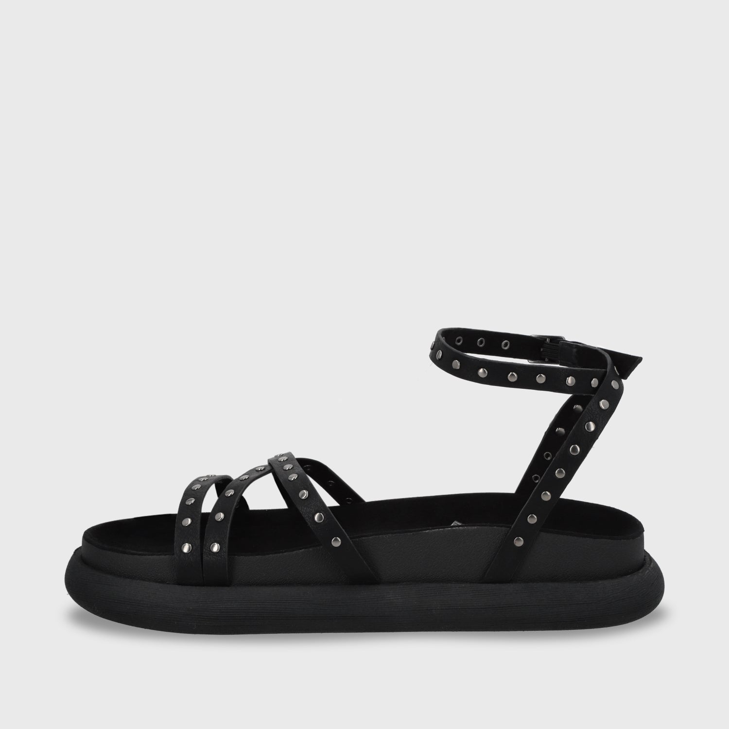 Sandalia Plana Negro Mujer 53703