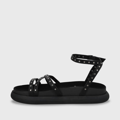 Sandalia Plana Negro Mujer 53703
