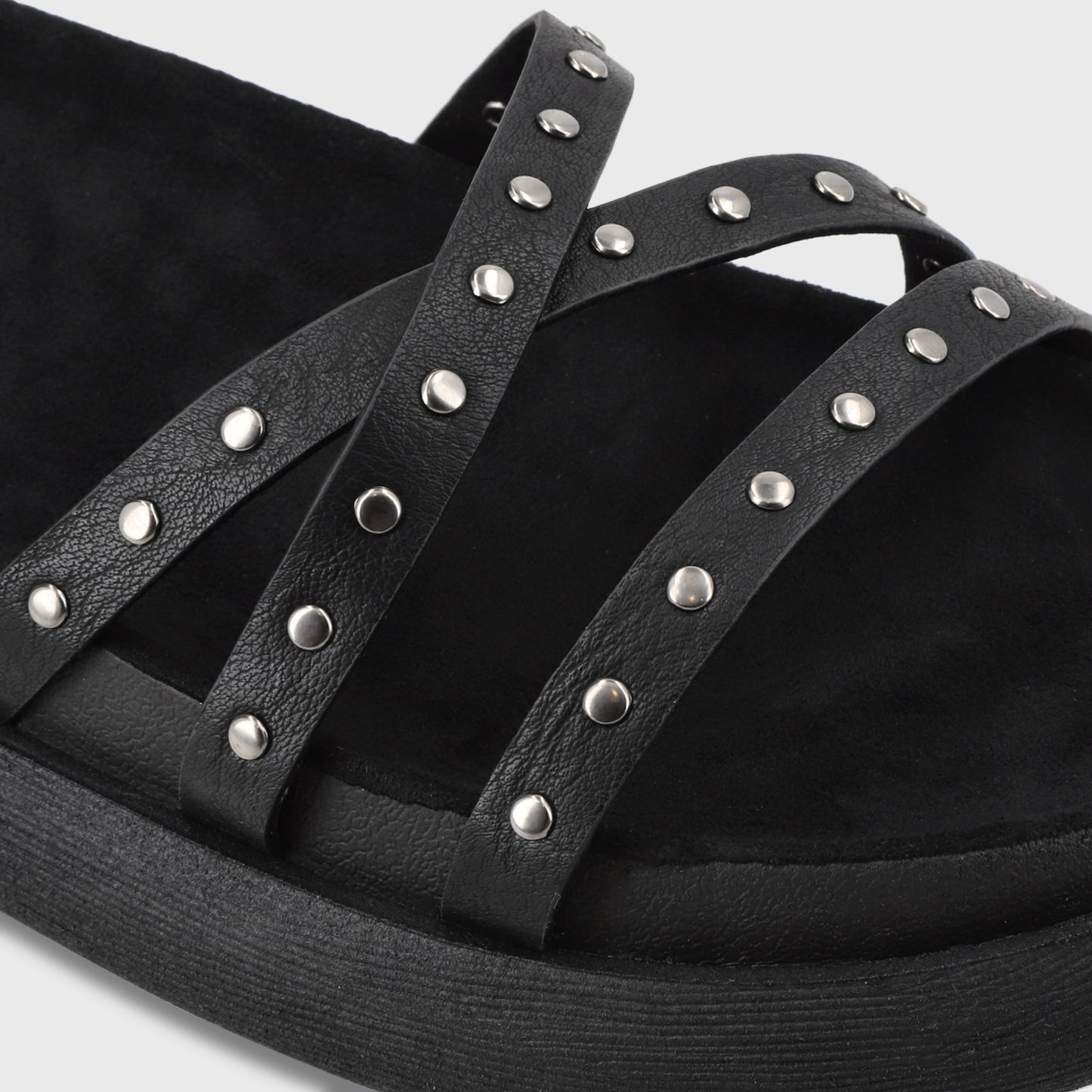 Sandalia Plana Negro Mujer 53703