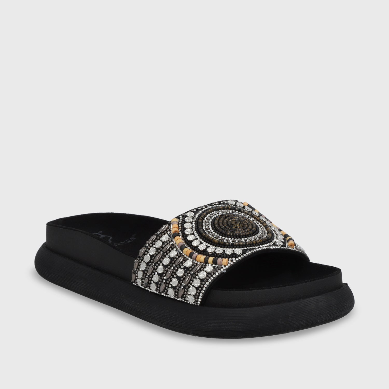 Sandalia Plana Negro Mujer 53704