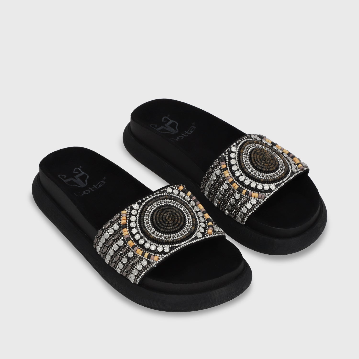 Sandalia Plana Negro Mujer 53704