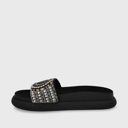 Sandalia Plana Negro Mujer 53704